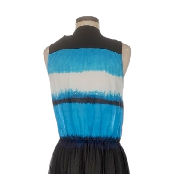 Michael Kors Sleeveless Maxi Dress Blue Ombre Button Front Pockets Slit M NWT - Picture 6 of 11